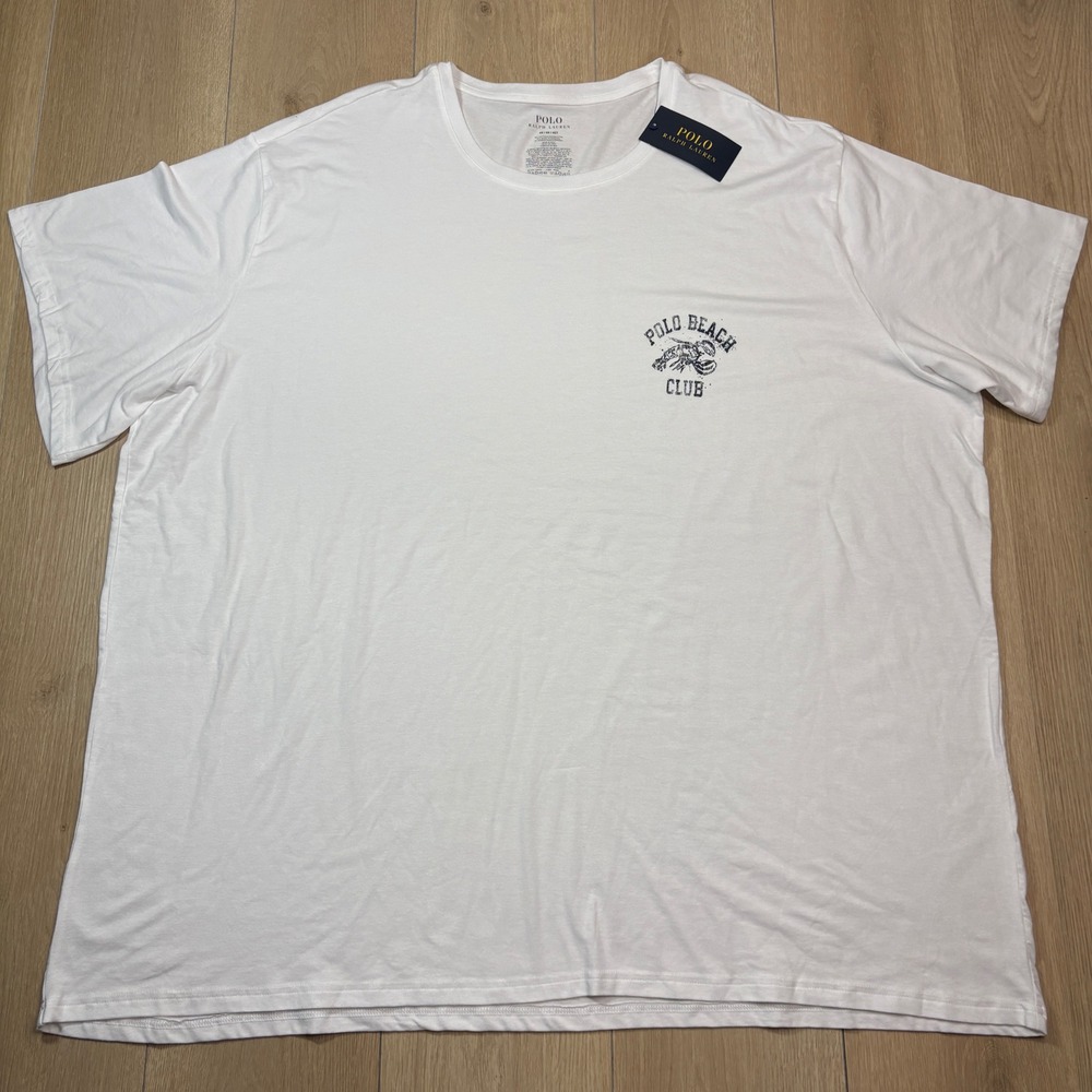 Polo Ralph Lauren Mens 4X White Polo Beach Club Lobster T-Shirt NWT Beach Summer
